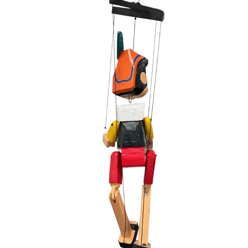 Willow &amp; Silk Wooden 70cm Handmade Pinocchio Puppet On Strings Statue