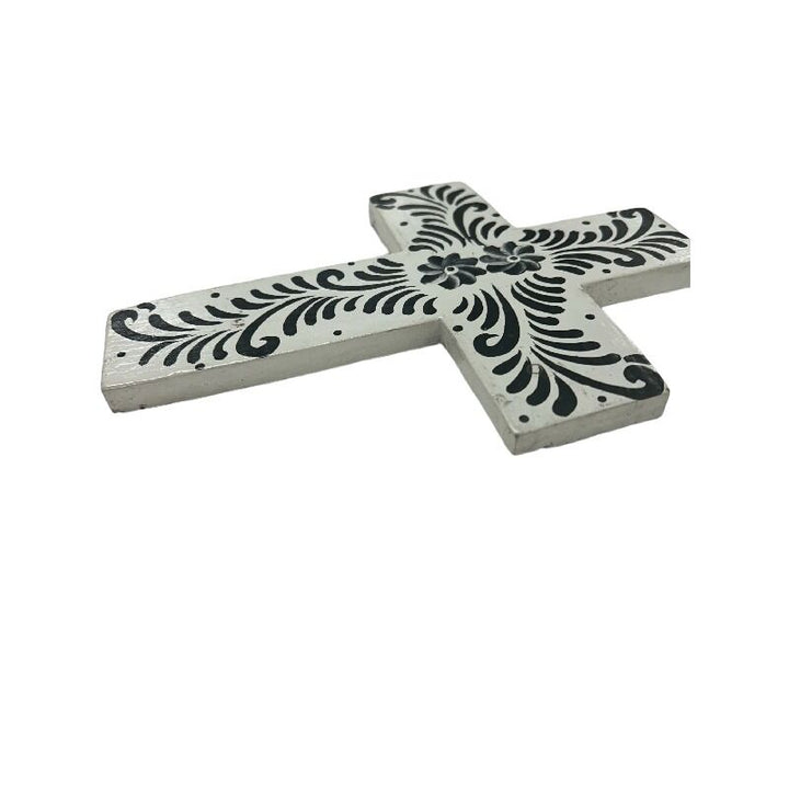 Willow &amp; Silk Handmade Wooden 20cm Monochrome Cross Wall Art