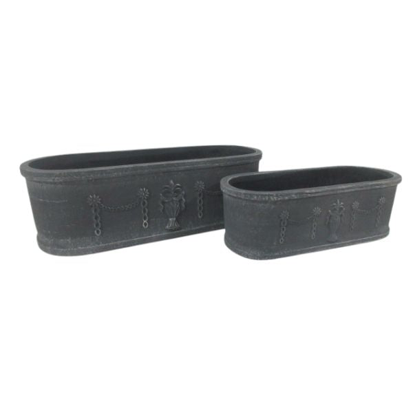 Willow &amp; Silk Noir Rectangular Planter Small 30.5 x 12 x 10 cm