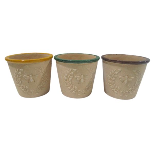 Willow &amp; Silk S/3 Bee-Kind Asst Pots 14.5 x 14.5 x 12.5 cm