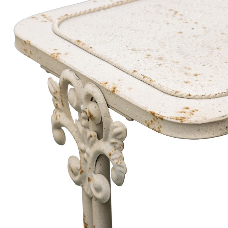 Willow &amp; Silk Console Table French Provincial Metal Finish 110cm Distressed White