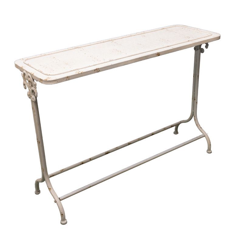 Willow &amp; Silk Console Table French Provincial Metal Finish 110cm Distressed White