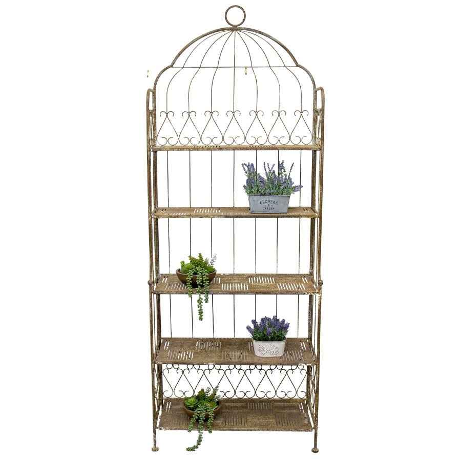 Willow &amp; Silk Metal 200cm Taupe Birdcage 5-Shelf Plant/Art Stand/Organiser