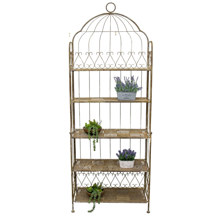 Willow &amp; Silk Metal 200cm Taupe Birdcage 5-Shelf Plant/Art Stand/Organiser