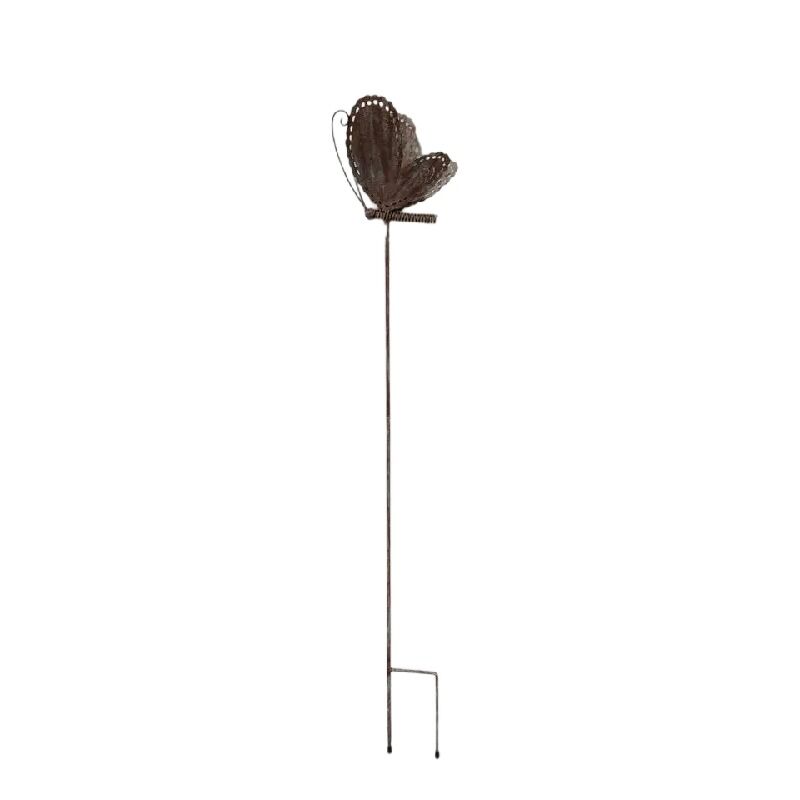 Willow &amp; Silk Metal 115cm Rustic Brown Butterfly Garden Stake