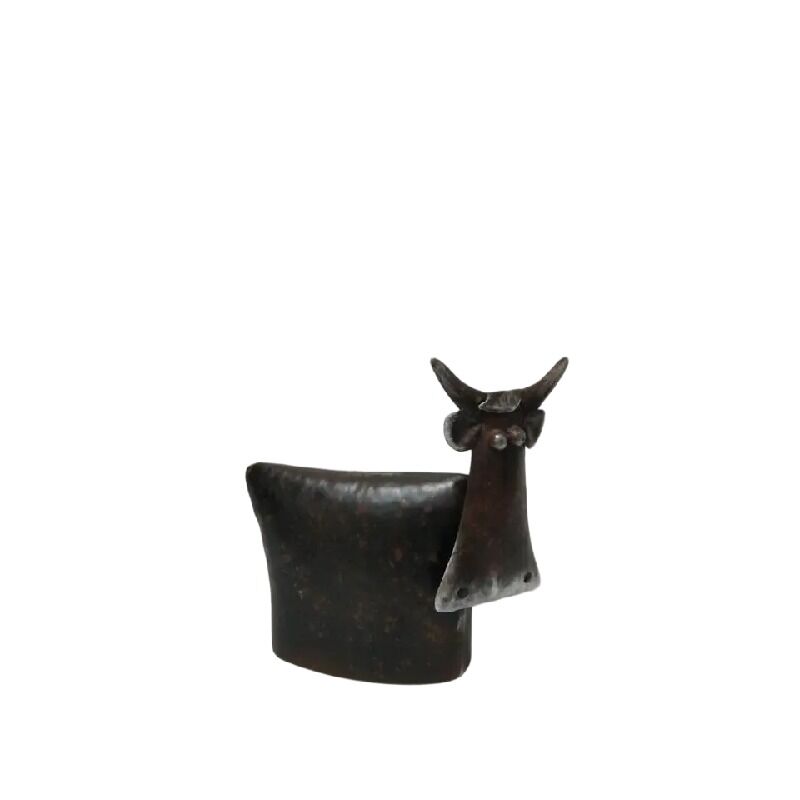 Willow &amp; Silk Metal 25cm Brown Sitting Cow Indoor/ Outdoor Ornament