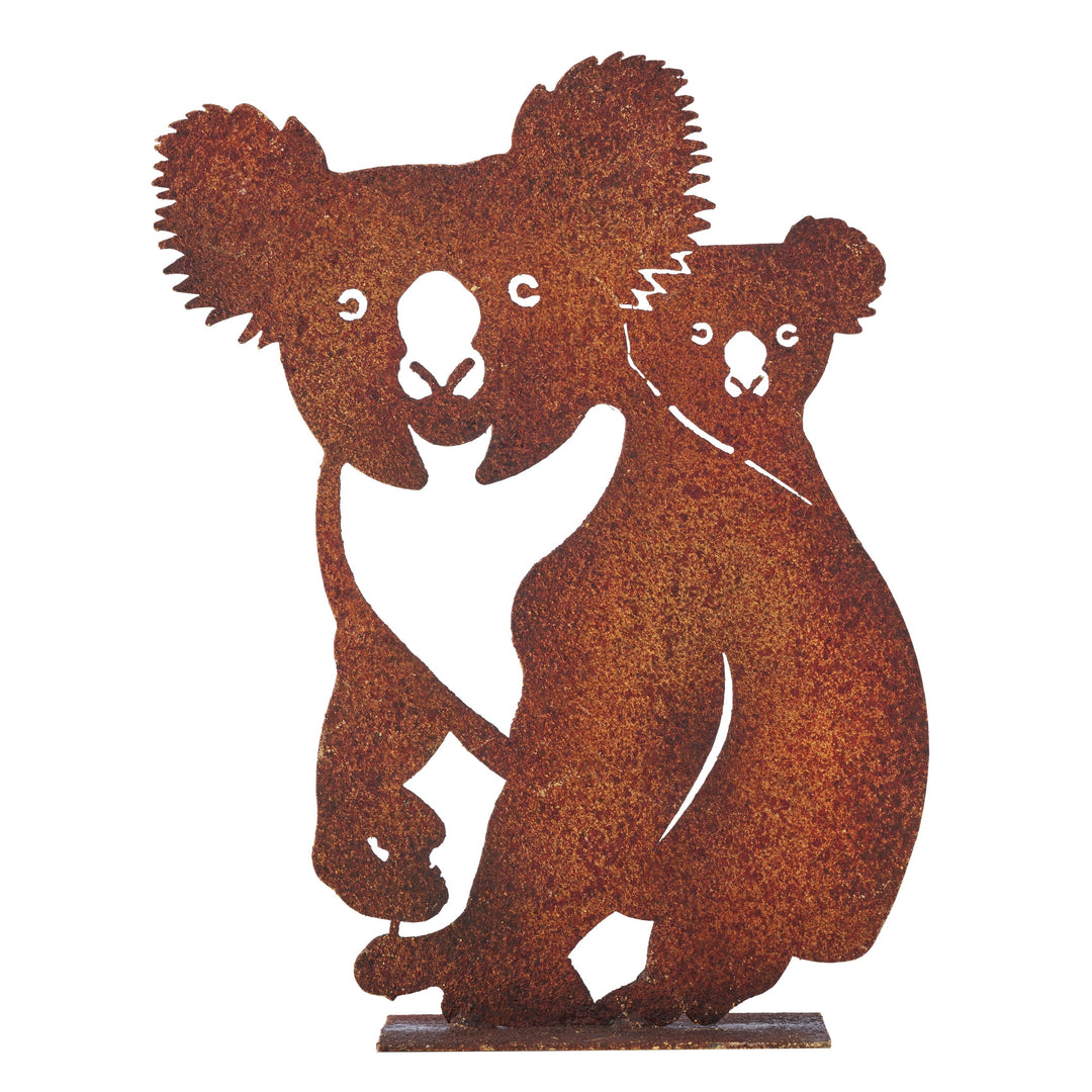 Willow and Silk Laser - cut Koala + Baby on Base 27x10x34cm
