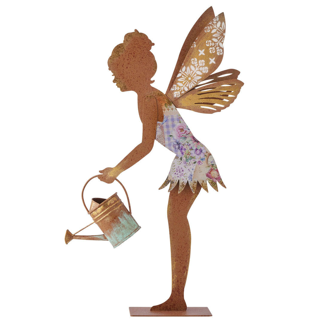 Willow and Silk Laser - cut Fairy w/Watering Can on Base 36x11x62.5cm