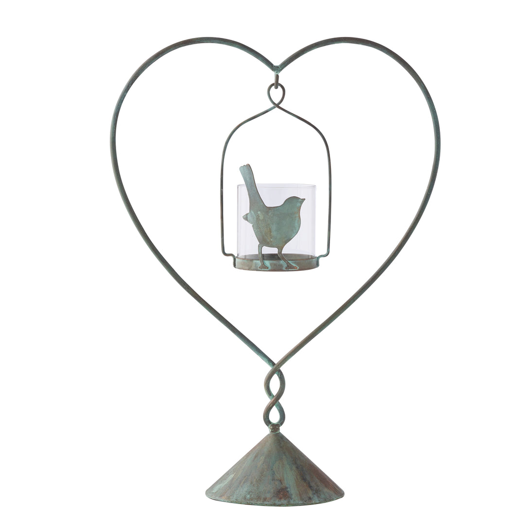 Willow and Silk Heart on Base w/Floating Candle 32x14x45cm