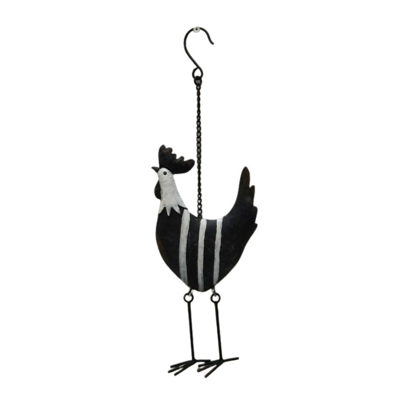 Willow and Silk Hanging Black + White Stripe Chook 12x2.5x18-38cm