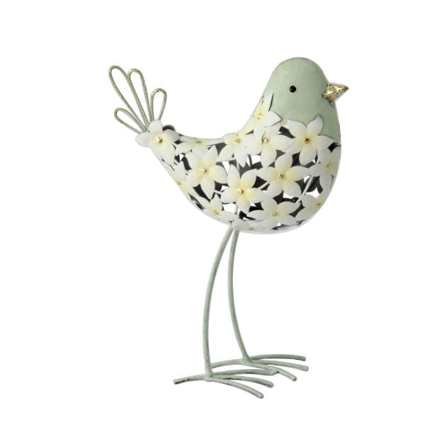 Willow &amp; Silk Green Bloom Bird  -24.1 × 10.8 × 33 cm
