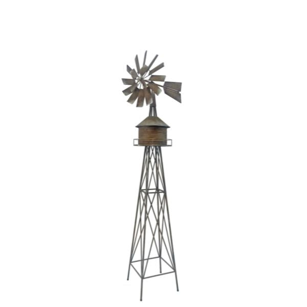 Willow &amp; Silk  Silver Silo Windmill - 54 × 40 × 173.4–195 cm