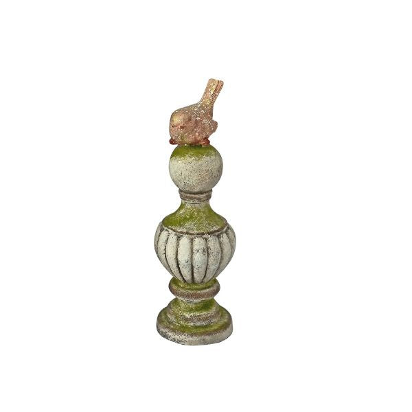 Willow &amp; Silk Pink wren on Pillar - 11 × 10 × 33 cm