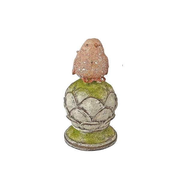 Willow &amp; Silk Elegant Pink Robin perch  - 8 × 8 × 16.5 cm