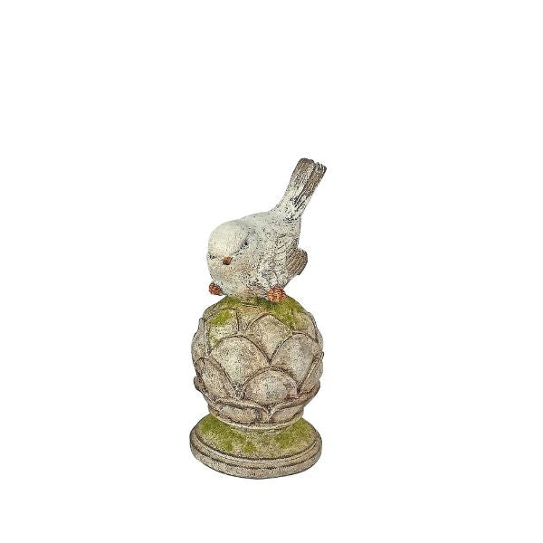 Willow &amp; Silk Elegant White Robin perch - 8 × 8 × 16.5 cm