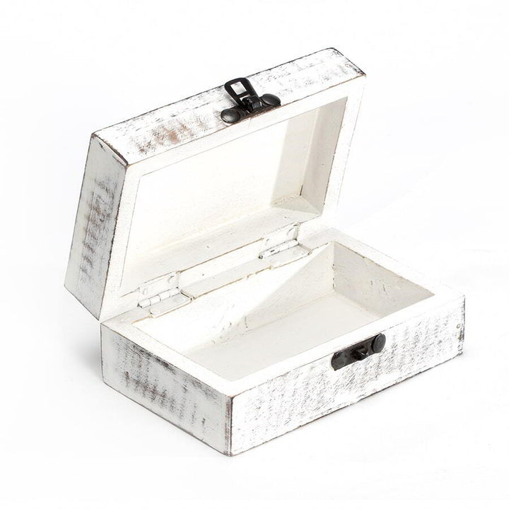 Willow &amp; Silk Handcrafted Mangowood Whitewash Links Trinket Box w/Clasp