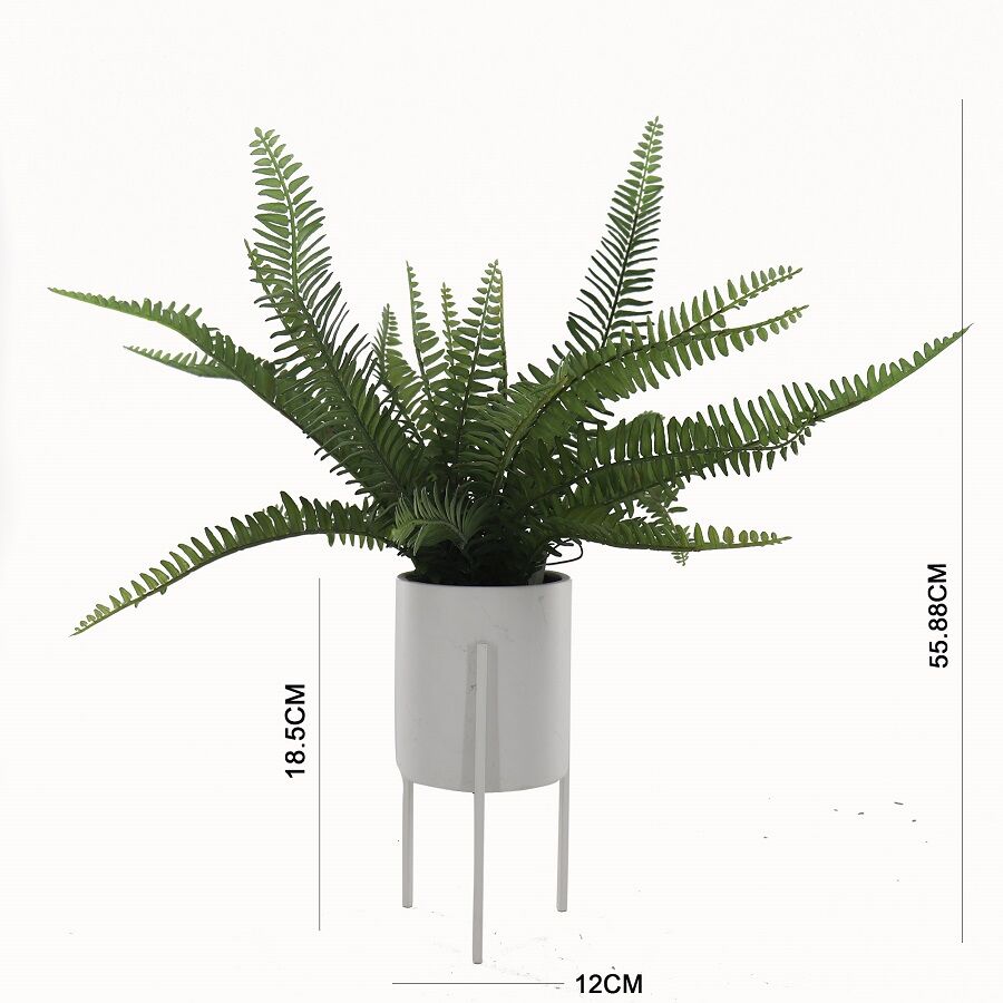 Willow &amp; Silk Artificial 56cm Green Fern Plant In Pot w/Stand
