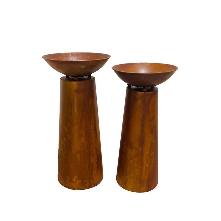 Willow &amp; Silk 2x RusticPlanter Bowls On Pillar Base Flower Pattern 40x83cm