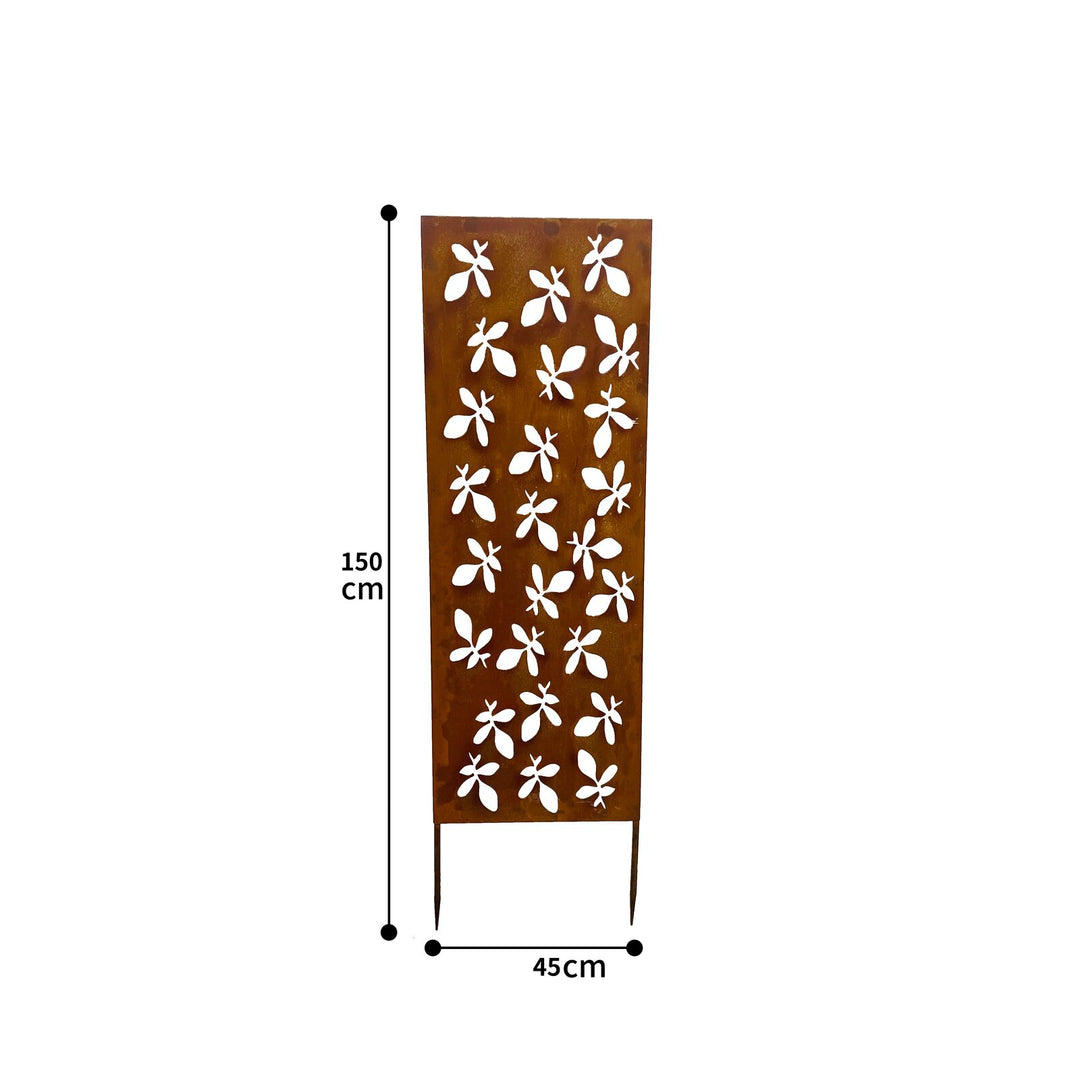 Willow &amp; Silk Rust Laser-cut Garden Screen Stake 45x150cm