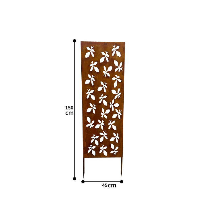 Willow &amp; Silk Rust Laser-cut Garden Screen Stake 45x150cm