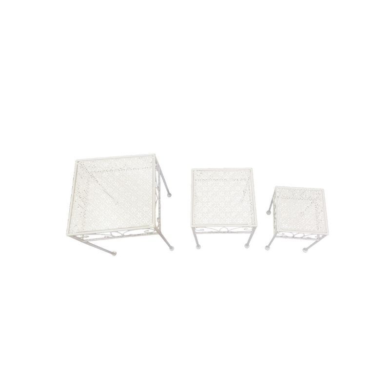 Willow &amp; Silk Set/3 Nested Bordeaux Square Tables/Potplant Stands 28x38/23x33/18x28cm
