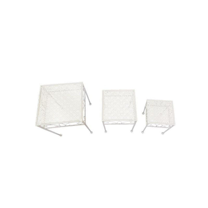 Willow &amp; Silk Set/3 Nested Bordeaux Square Tables/Potplant Stands 28x38/23x33/18x28cm