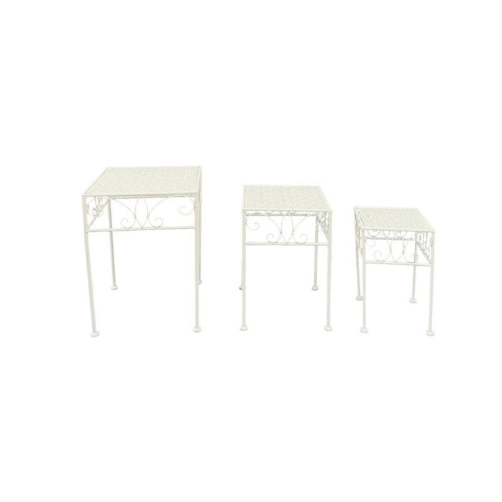 Willow &amp; Silk Set/3 Nested Bordeaux Square Tables/Potplant Stands 28x38/23x33/18x28cm