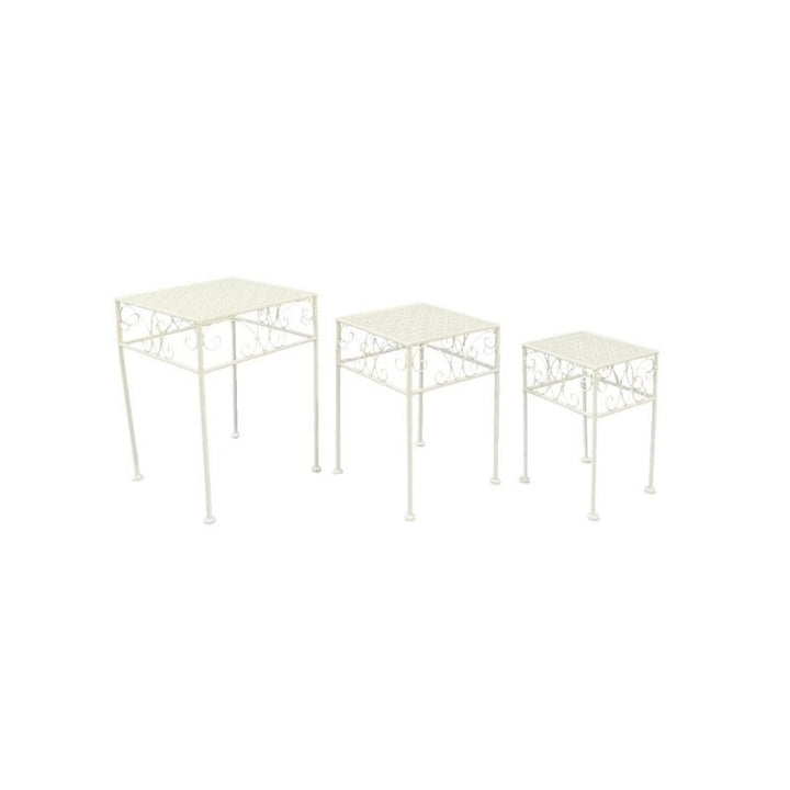 Willow &amp; Silk Set/3 Nested Bordeaux Square Tables/Potplant Stands 28x38/23x33/18x28cm