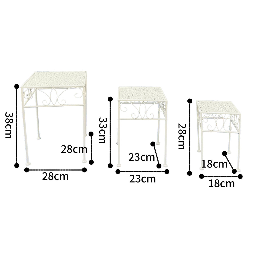 Willow &amp; Silk Set/3 Nested Bordeaux Square Tables/Potplant Stands 28x38/23x33/18x28cm