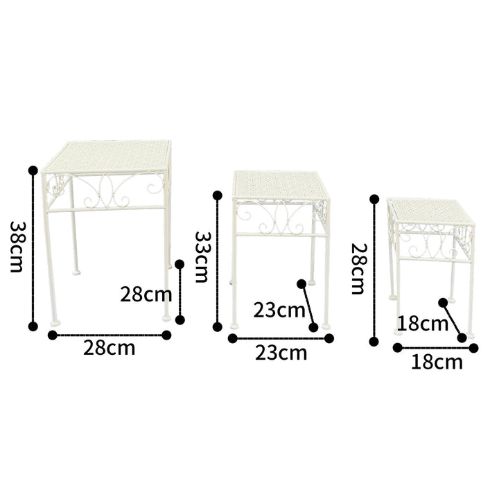 Willow &amp; Silk Set/3 Nested Bordeaux Square Tables/Potplant Stands 28x38/23x33/18x28cm