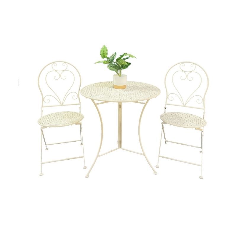 Willow &amp; Silk Bordeaux Round Table + 2 Chairs Set 70x70/39x94cm