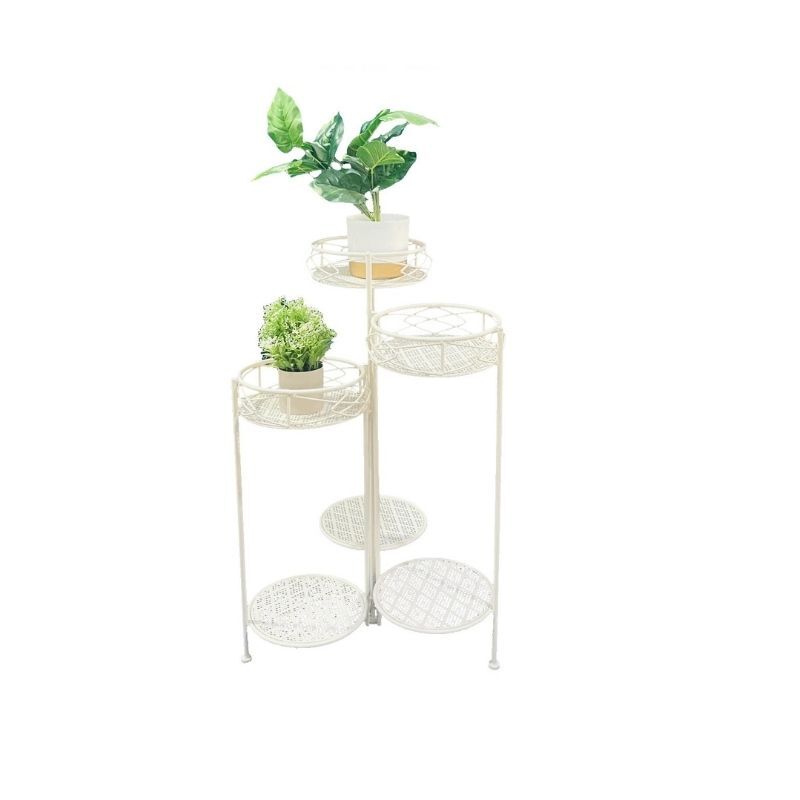 Willow &amp; Silk Bordeaux 3-Tier Round Potplant Stand w/Bottom Shelf 55x55x77cm