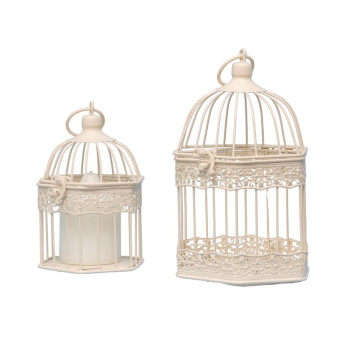 Willow &amp; Silk Set/2 Nested Bordeaux Decorative Birdcages/Plant Holders 14x25/11x20cm