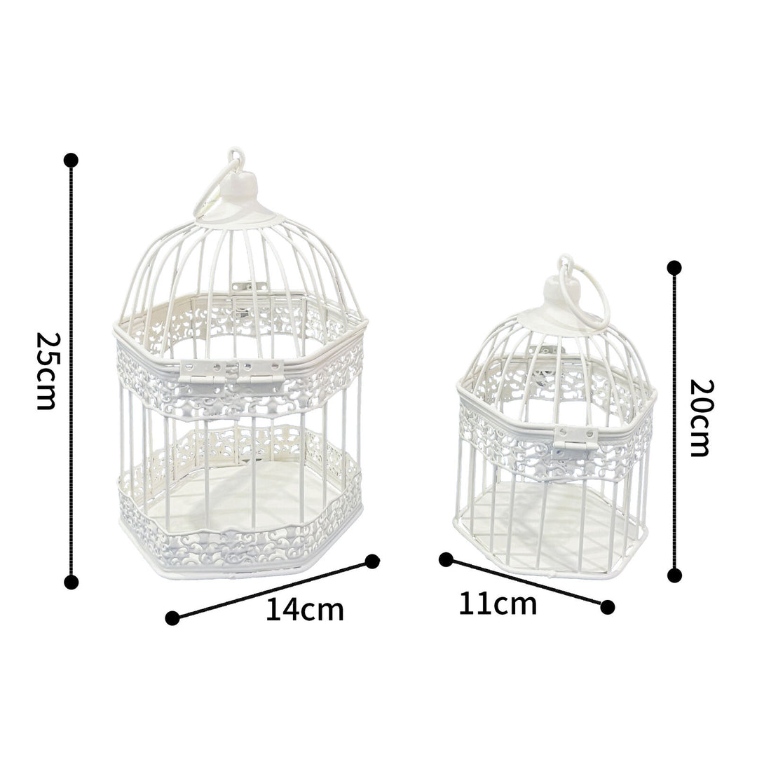 Willow &amp; Silk Set/2 Nested Bordeaux Decorative Birdcages/Plant Holders 14x25/11x20cm