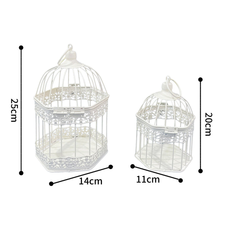 Willow &amp; Silk Set/2 Nested Bordeaux Decorative Birdcages/Plant Holders 14x25/11x20cm