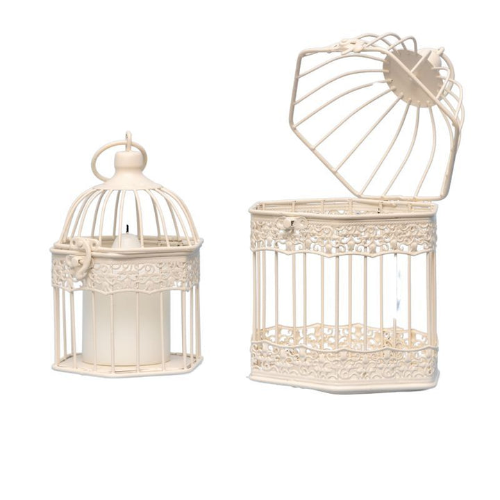 Willow &amp; Silk Set/2 Nested Bordeaux Decorative Birdcages/Plant Holders 14x25/11x20cm