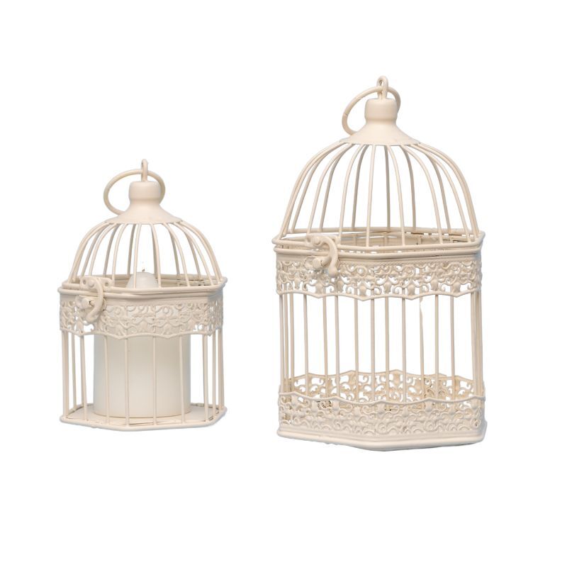 Willow &amp; Silk Set/2 Nested Bordeaux Decorative Birdcages/Plant Holders 14x25/11x20cm