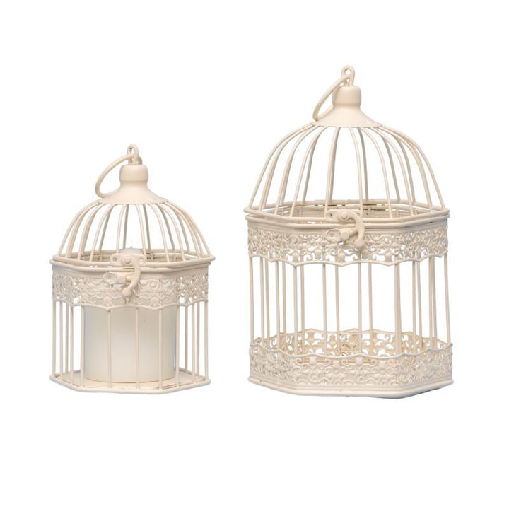 Willow &amp; Silk Set/2 Nested Bordeaux Decorative Birdcages/Plant Holders 14x25/11x20cm