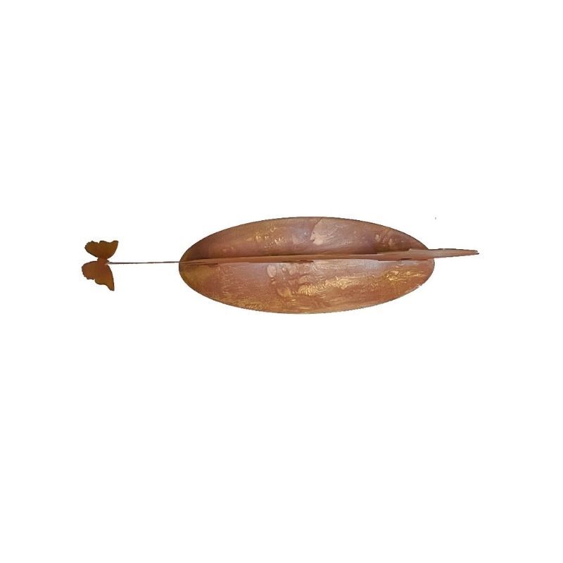 Willow &amp; Silk Rust Cat + Butterfly Ornament On Base 50x15x35cm