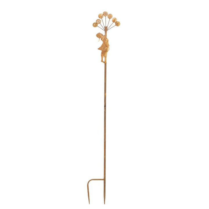 Willow &amp; Silk Rust Girl w/Balloons Garden Stake 18x100cm