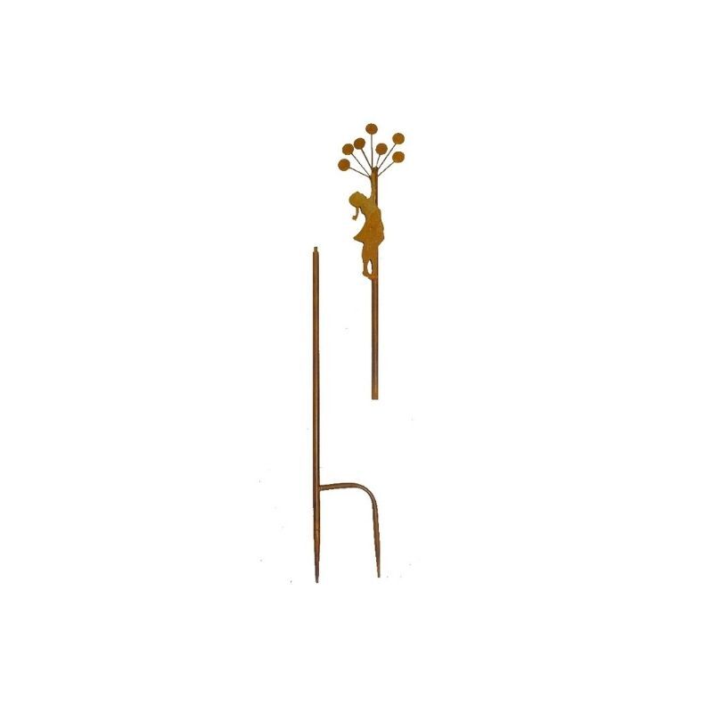 Willow &amp; Silk Rust Girl w/Balloons Garden Stake 18x100cm