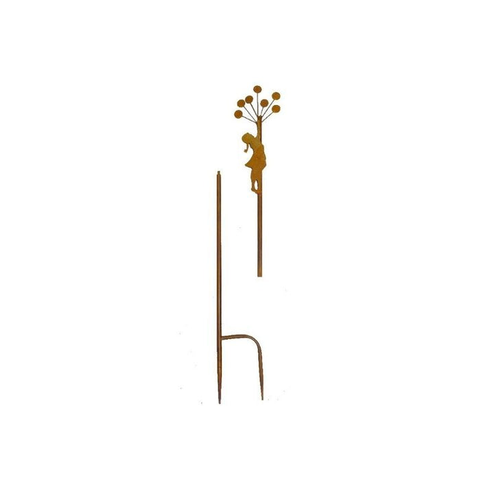 Willow &amp; Silk Rust Girl w/Balloons Garden Stake 18x100cm