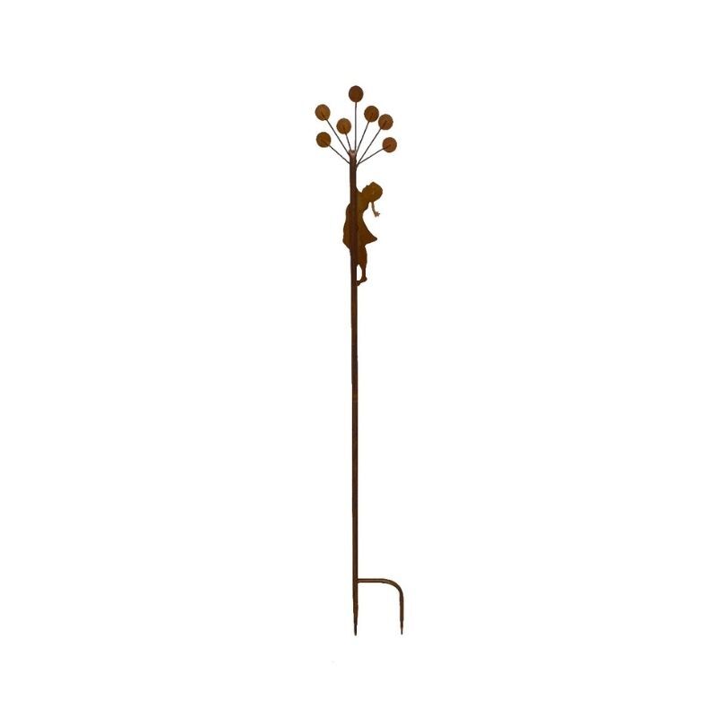 Willow &amp; Silk Rust Girl w/Balloons Garden Stake 18x100cm