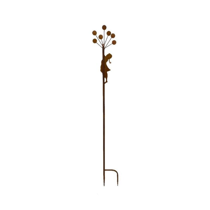 Willow &amp; Silk Rust Girl w/Balloons Garden Stake 18x100cm