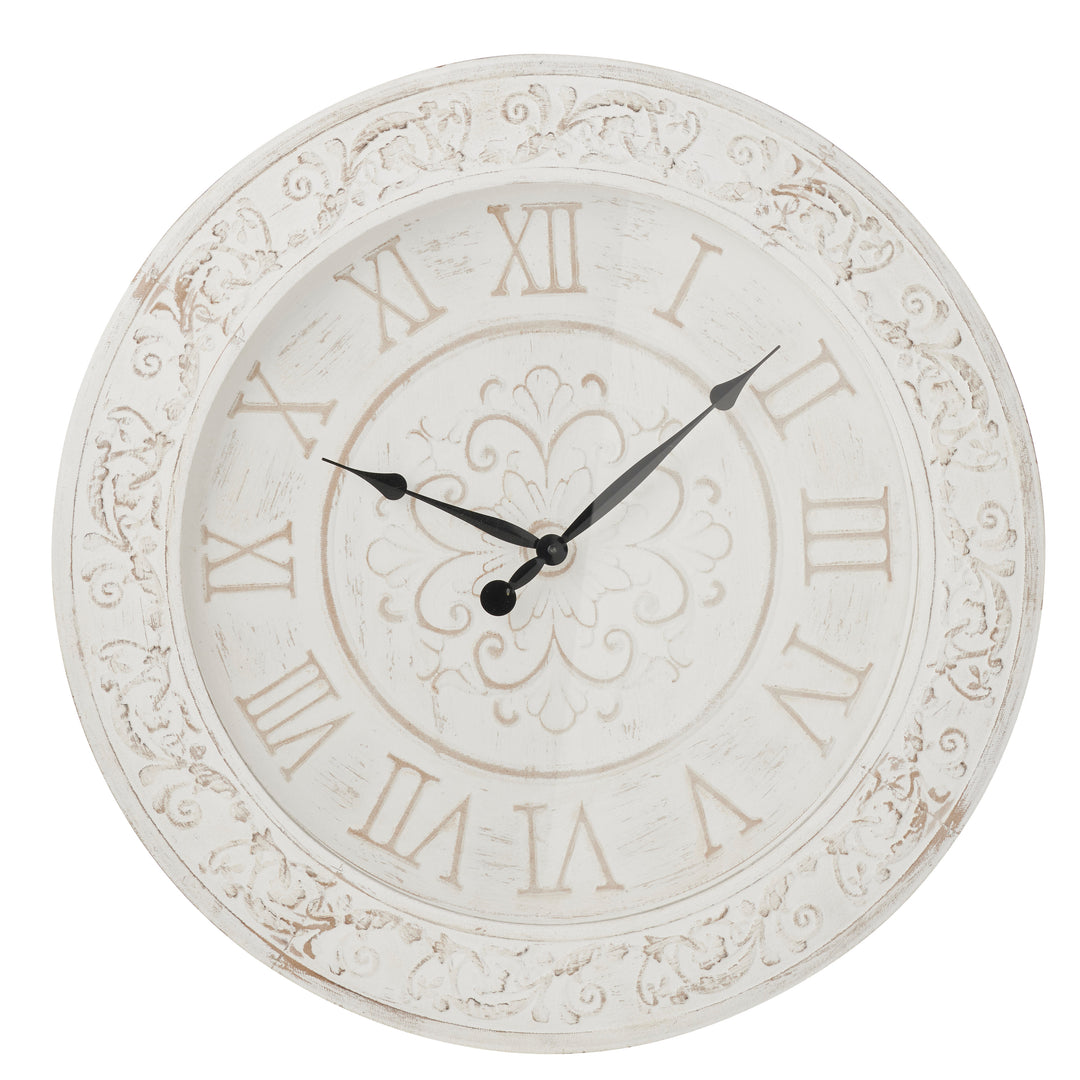 Willow &amp; Silk 70*5.5cm White on White Classic Glass Fronted Clock
