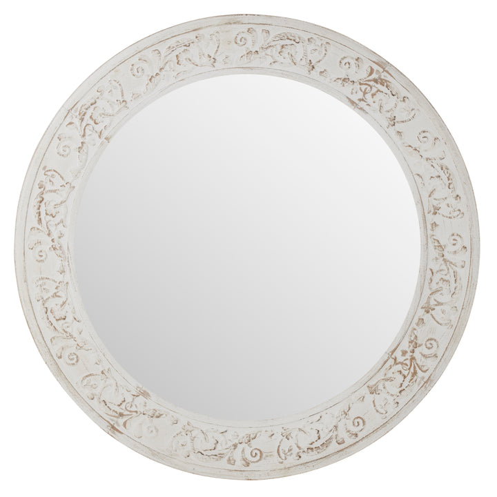 Willow &amp; Silk 70cm Fleur Carved White Wood Frame Mirror