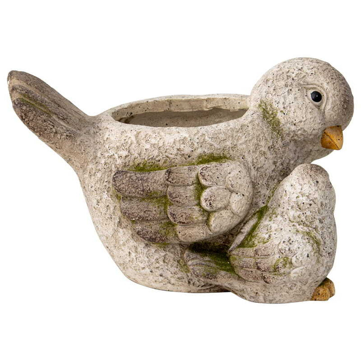 Willow &amp; Silk Magnesium 38cm Mum &amp; Baby Bird Garden Pot/Planter