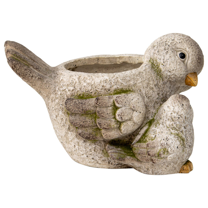 Willow &amp; Silk Magnesium 38cm Mum &amp; Baby Bird Garden Pot/Planter