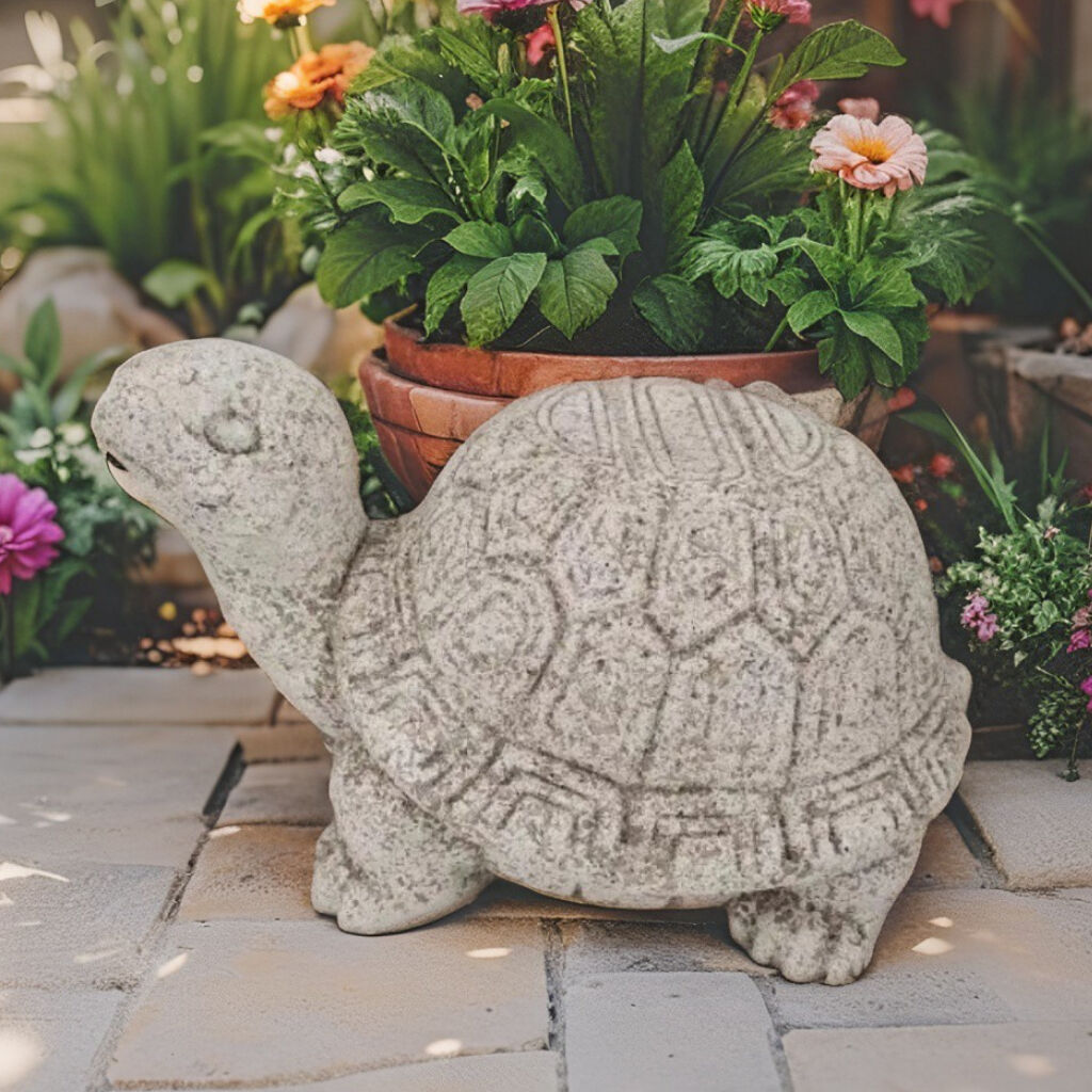 Willow &amp; Silk Polyresin 38.5cm Beige Tortoise Garden Planter Stand/ Stool