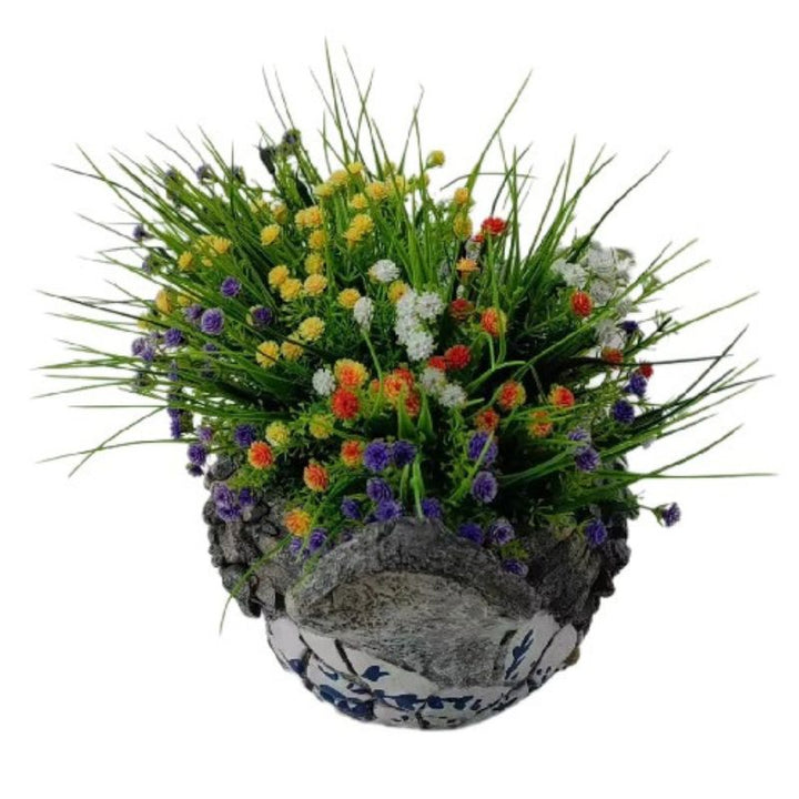 Willow &amp; Silk Polyresin 31.5cm Blue/ White Bird Garden Pot Planter